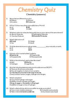 Printable Chemistry Quiz .